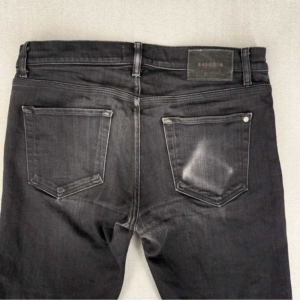 Baldwin KC 76 Slim Black Selvedge Denim Jeans Men's 33x32 Fade Whisker Raw Denim